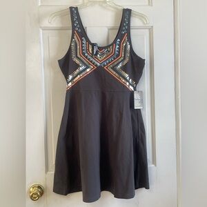 NWT Express Aztec Sequin Embellished Sleeveless Dress Gray Size L Southwestern